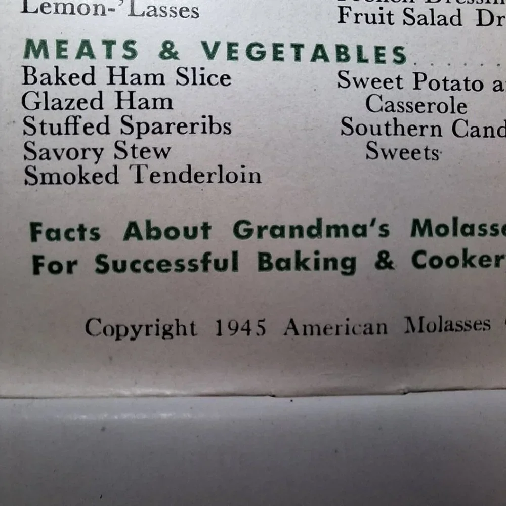 101 Recipes Grandmas Molasses‎ Old Fashioned Vintage Booklet 1945 Baking Cookies